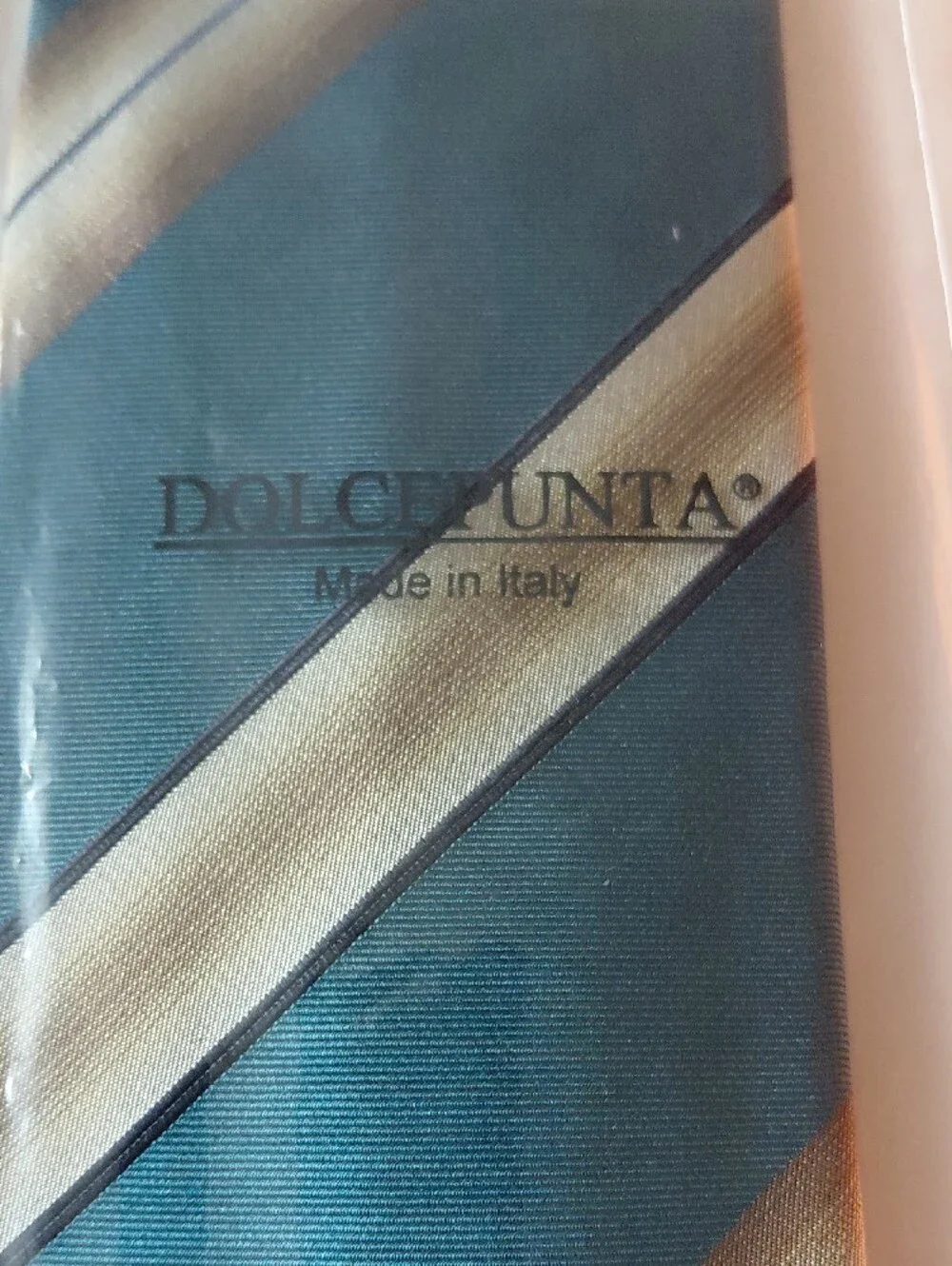 Navy and Cream Diagonal Stripe Men's Tie